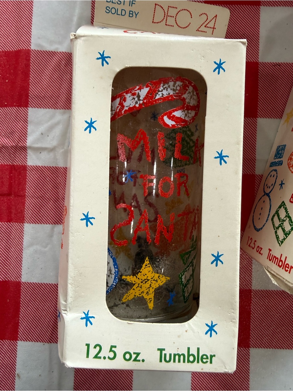 Vintage Anchor Hocking Tumbler - Milk for Santa Holiday Glass
